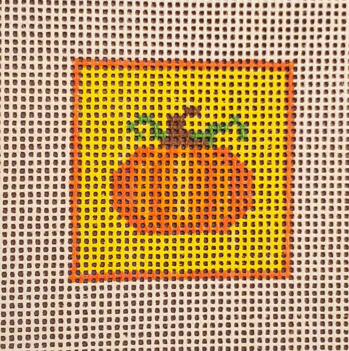 Fall Pumpkin Hand‑Painted Needlepoint Canvas, 14 mesh