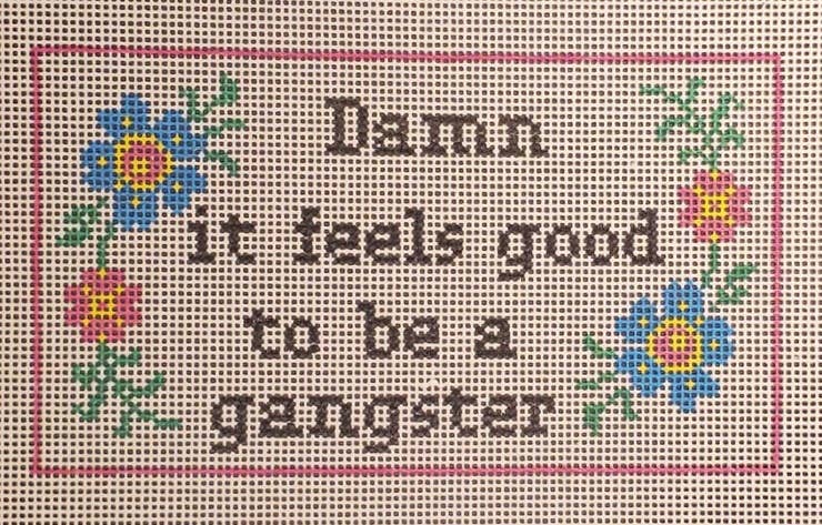 Needlepoint Subversive series Gangster hand painted canvas